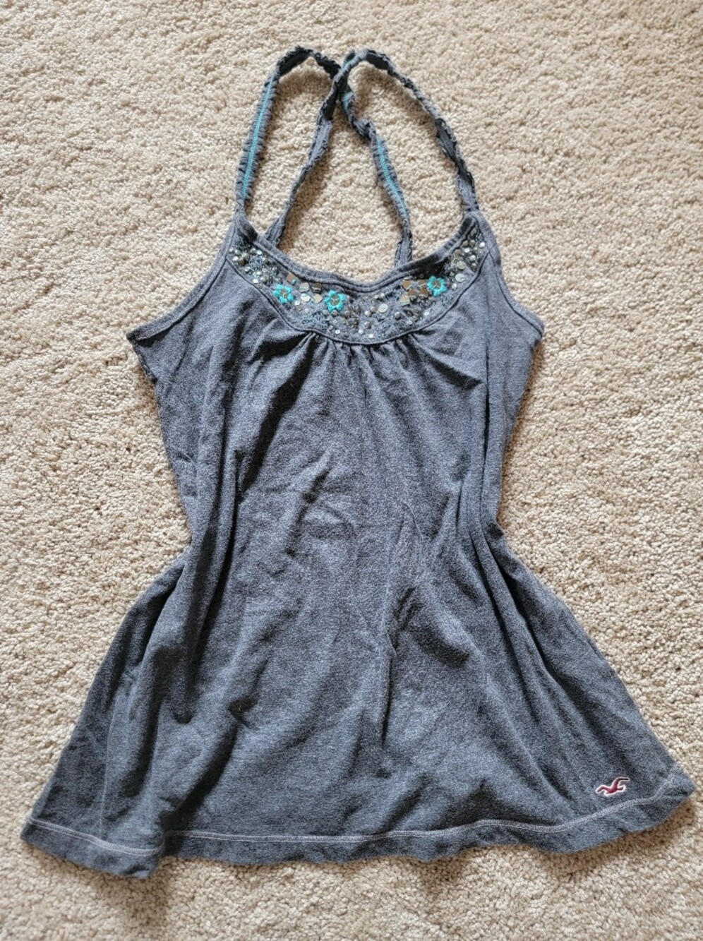 Hollister Tank Y2K Vintage Early 2000s Babydoll Sequins Cami Tank Top